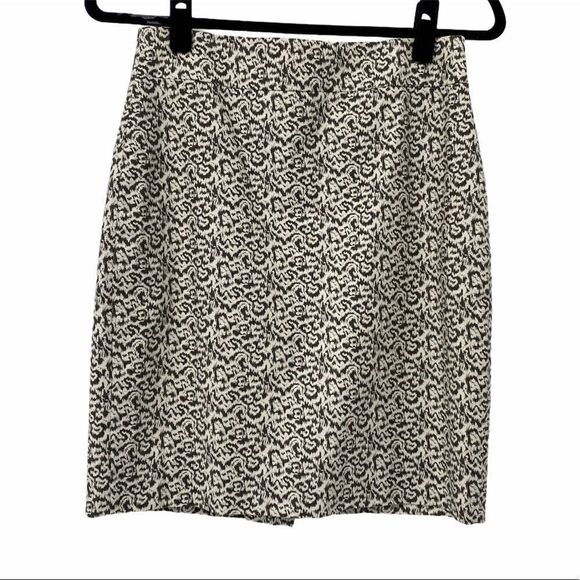 J. Crew White & Black Print Career‎ Pencil Skirt - Picture 1 of 7